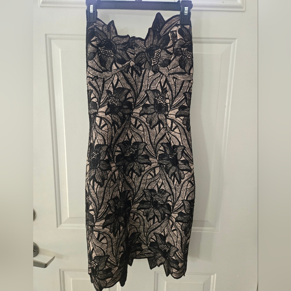 Va Va Voom Black and Cream Strapless Dress